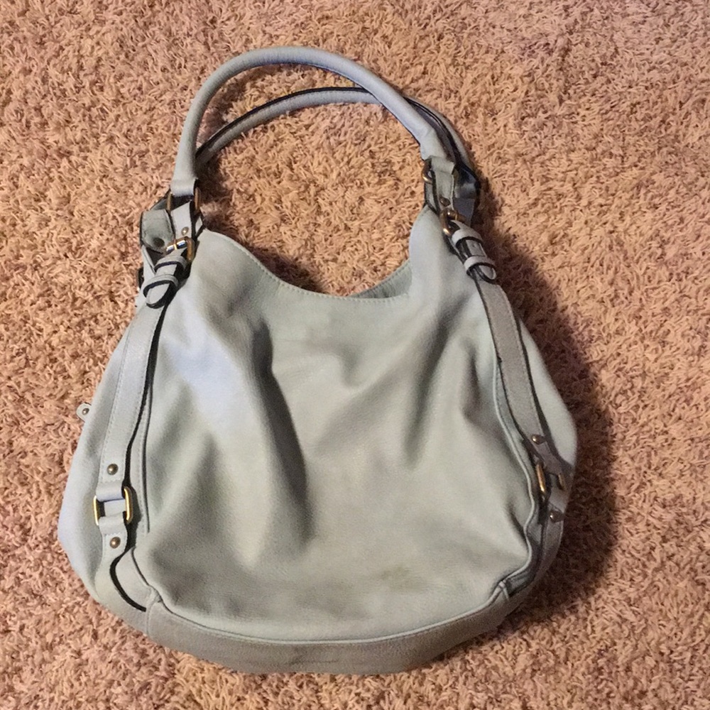 Blue leather purse